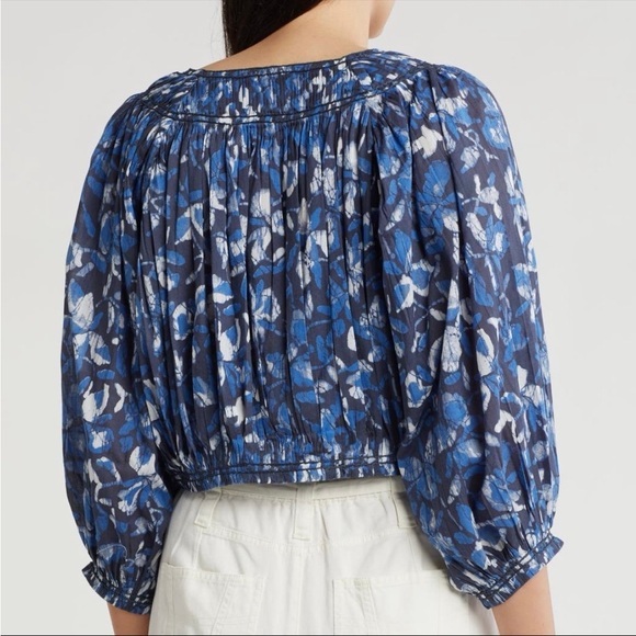 NEW Joie May Floral Cropped Blouse L Large Cotton NWT $248 - Picture 3 of 4